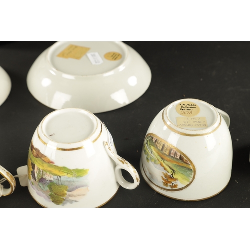 157 - A RARE CAUGHLEY COFFEE CUP PAINTED WITH A LANDSCAPE CIRCA 1790, A MILES MASON TRIO PAINTED WITH LAND... 