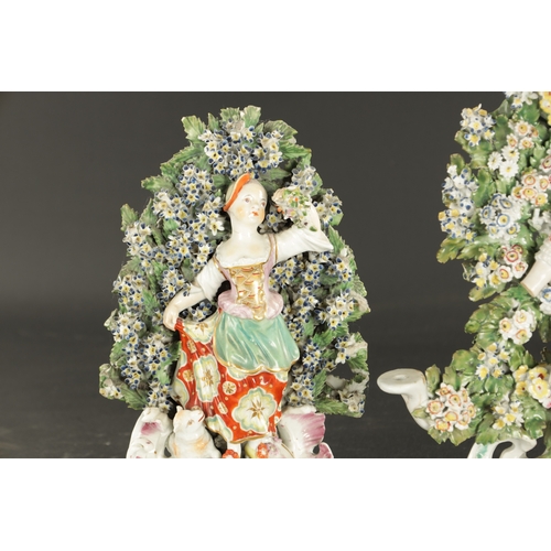 164 - THREE MID 18TH CENTURY DERBY/CHELSEA PORCELAIN FIGURE GROUPS comprising A DERBY BOCAGE GROUP of a gi... 