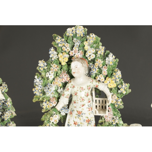 164 - THREE MID 18TH CENTURY DERBY/CHELSEA PORCELAIN FIGURE GROUPS comprising A DERBY BOCAGE GROUP of a gi... 