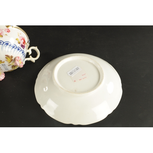 165 - A RARE RIDGEWAY CUP AND SAUCER ON PETAL FEET CIRCA 1830, TOGETHER WITH A SINGLE CUP (7.5cm high)