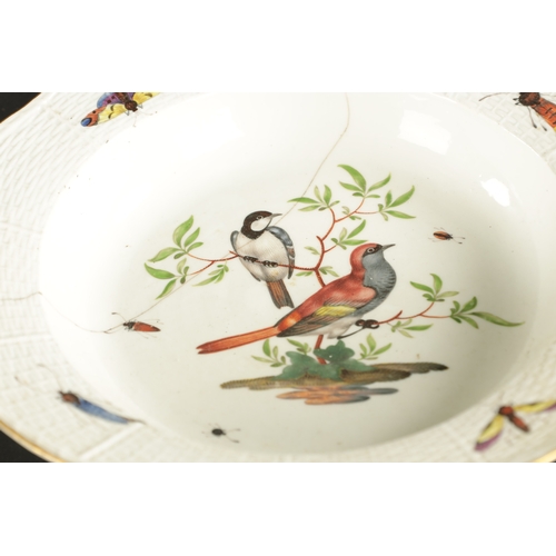 171 - A COLLECTION OF MID 18TH CENTURY MEISSEN PORCELAIN comprising a sauceboat painted with birds, dish p... 