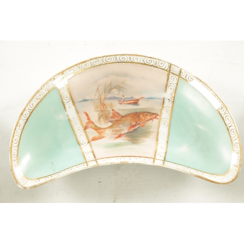 175 - AN FSC CZECHOSLOVAKIAN QUALITY PORCELAIN FISH SERVICE comprising of a salmon dish and six crescent s... 