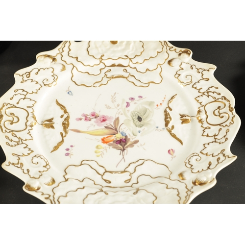 176 - THREE ENGLISH PORCELAIN PLATES comprising a Coalport porcelain plate painted with birds and two maso... 