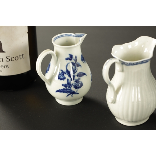 177 - A SELECTION OF FOUR 18TH CENTURY WORCESTER JUGS (11cm and smaller )