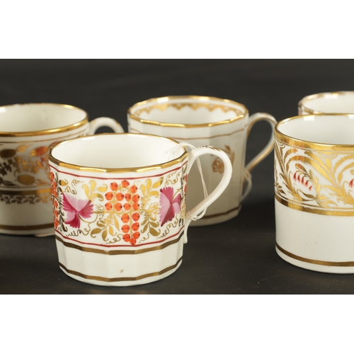 182 - A COLLECTION OF TEN COALPORT COFFEE CANS CIRCA 1810 with gilt and enamel decoration. (6.5cm high)