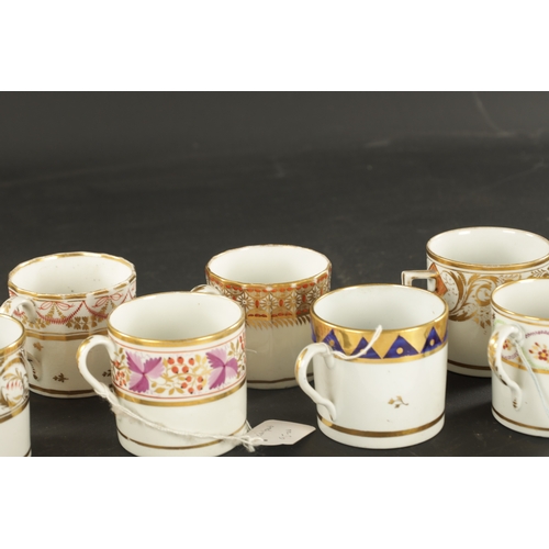 182 - A COLLECTION OF TEN COALPORT COFFEE CANS CIRCA 1810 with gilt and enamel decoration. (6.5cm high)