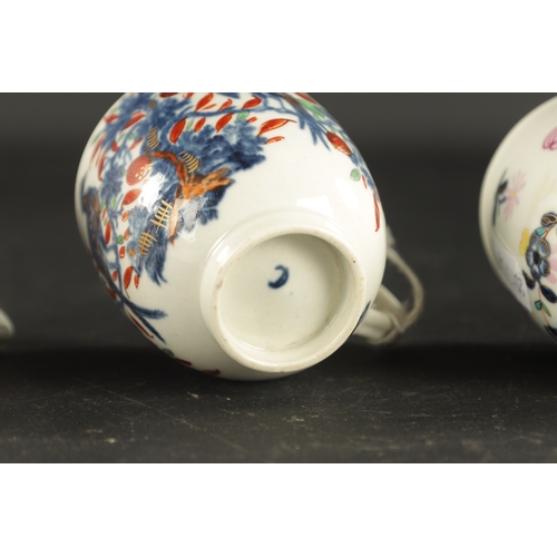 184 - A COLLECTION OF FIVE WORCESTER COFFEE CUPS OF VARIOUS PATTERNS CIRCA 1770 (6.5cm high)