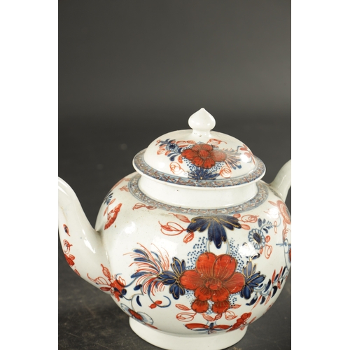 187 - A MID 18TH CENTURY RICHARD CHAFFERS LIVERPOOL TEAPOT in imari colours TOGETHER WITH A SIMILAR POLYCH... 