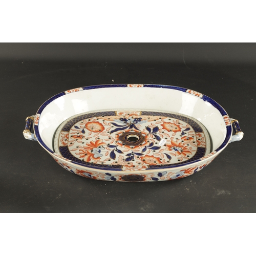 189 - A 19TH CENTURY IRONSTONE LARGE DISH AND DRAINER in Imari colours. (50cm wide)