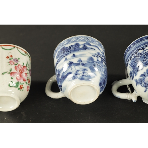 196 - A COLLECTION OF FIVE CHINESE PORCELAIN CUPS CIRCA 1760 along with A CHINESE PORCELAIN CREAM JUG pain... 