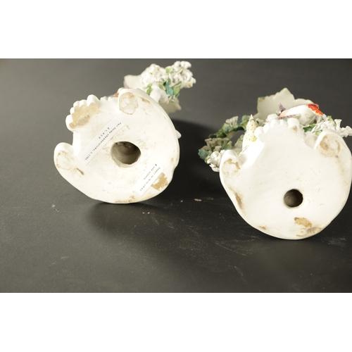 199 - A PAIR OF LATE 18TH CENTURY DERBY PORCELAIN CHAMBER STICKS (25cm high)