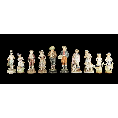 200 - A PAIR OF LATE 19TH CENTURY ROYAL DUX FIGURES OF BOYS along with THREE PAIRS OF CONTINENTAL FIGURES ... 