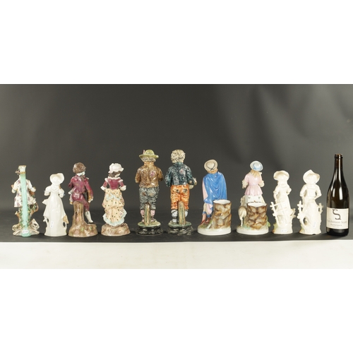 200 - A PAIR OF LATE 19TH CENTURY ROYAL DUX FIGURES OF BOYS along with THREE PAIRS OF CONTINENTAL FIGURES ... 