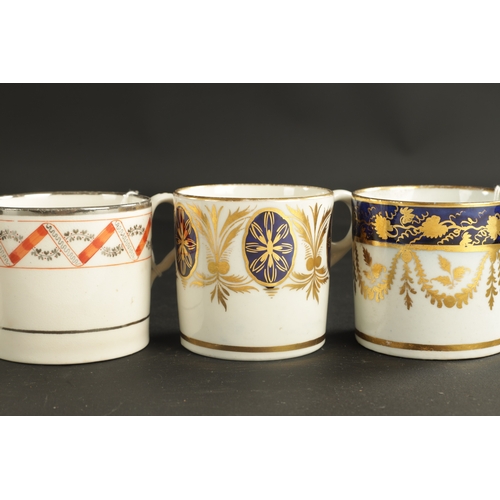 203 - TWO RIDGEWAY PORCELAIN COFFEE CANS CIRCA 1820, together with A DAVENPORT COFFEE CAN AND NINE ENGLISH... 