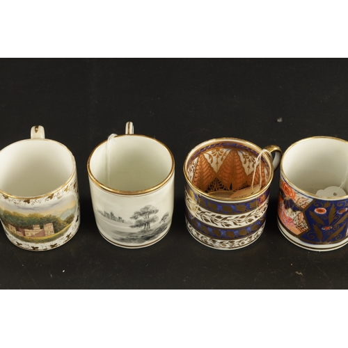 203 - TWO RIDGEWAY PORCELAIN COFFEE CANS CIRCA 1820, together with A DAVENPORT COFFEE CAN AND NINE ENGLISH... 