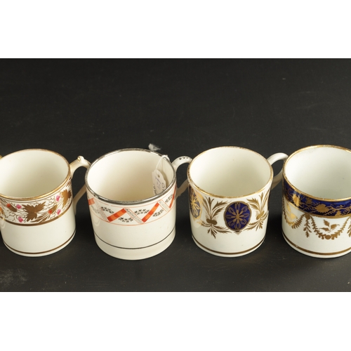 203 - TWO RIDGEWAY PORCELAIN COFFEE CANS CIRCA 1820, together with A DAVENPORT COFFEE CAN AND NINE ENGLISH... 