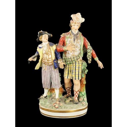 205 - A RARE DERBY PORCELAIN FIGURE GROUP CIRCA 1790 depicting a prescan sailer and a highlander. (32.5cm ... 