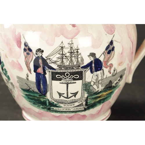 207 - A MID 19TH CENTURY SUNDERLAND MUSTARD JUG FOR COMMEMORATING CRIMEA together with two other jugs (22c... 