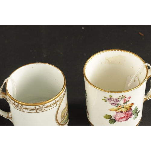 208 - A SEVRES COFFEE CAN CIRCA 1770 TOGETHER WITH A PARIS PORCELAIN COFFEE CAN CIRCA 1810 (7cm high)