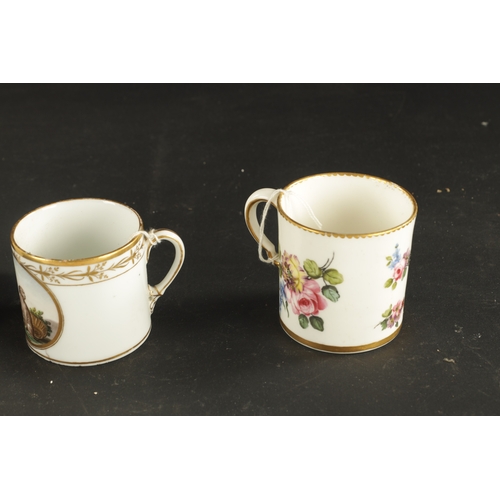 208 - A SEVRES COFFEE CAN CIRCA 1770 TOGETHER WITH A PARIS PORCELAIN COFFEE CAN CIRCA 1810 (7cm high)