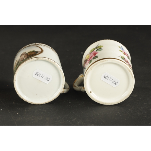 208 - A SEVRES COFFEE CAN CIRCA 1770 TOGETHER WITH A PARIS PORCELAIN COFFEE CAN CIRCA 1810 (7cm high)