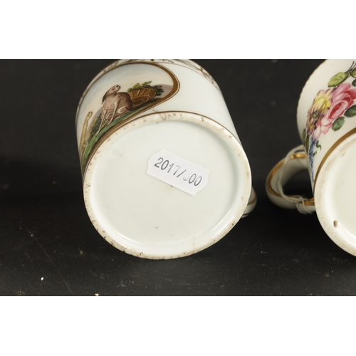 208 - A SEVRES COFFEE CAN CIRCA 1770 TOGETHER WITH A PARIS PORCELAIN COFFEE CAN CIRCA 1810 (7cm high)