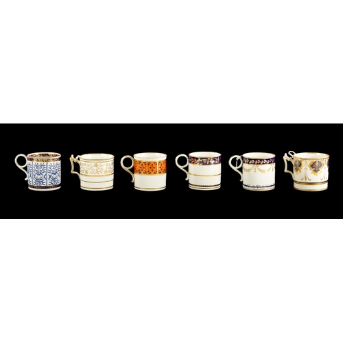 210 - A COLLECTION OF SIX EARLY 19TH CENTURY BARR WORCESTER COFFEE CANS (6.5cm high)