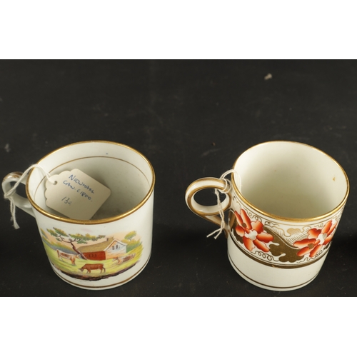 211 - A COLLECTION OF FOUR ENGLISH PORCELAIN COMPRISING A NEW HALL COFFEE CAN CIRCA 1800, A COALPORT COFFE... 