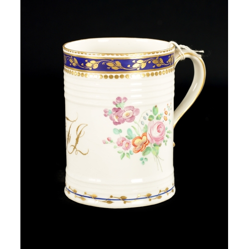 216 - A LATE 18TH CENTURY DERBY PORCELAIN MUG PAINTED BY EDWARD WITHERS (12cm high)