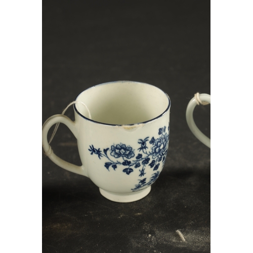 226 - A COLLECTION OF FIVE WORCESTER PRINTED COFFEE CUPS CIRCA 1770 (7cm high)