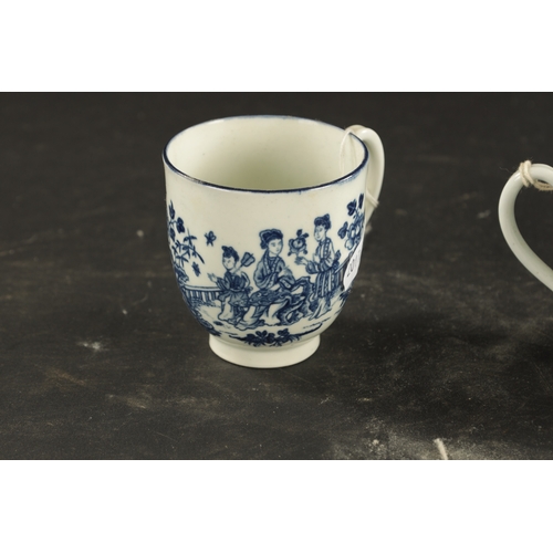 226 - A COLLECTION OF FIVE WORCESTER PRINTED COFFEE CUPS CIRCA 1770 (7cm high)