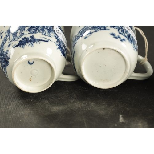 226 - A COLLECTION OF FIVE WORCESTER PRINTED COFFEE CUPS CIRCA 1770 (7cm high)