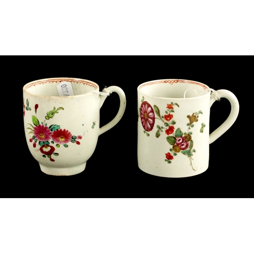 227 - A MID 18TH CENTURY BOW PORCELAIN COFFEE CAN AND CUP (6cm high)