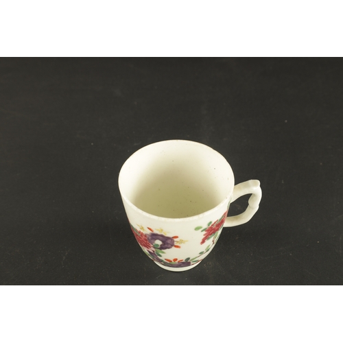 23 - A RARE BOW COFFEE CUP CIRCA 1755 PAINTED IN THE CHINESE TASTE WITH FLOWERING PLANTS (7cm high)