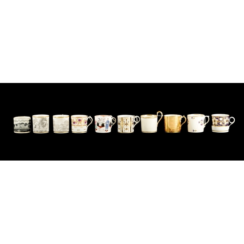 230 - A COLLECTION OF TEN VARIOUS ENGLISH PORCELAIN COFFEE CANS CIRCA 1810 (6.5cm high)