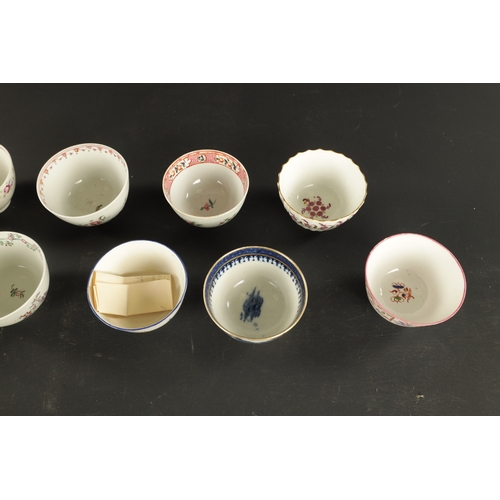 238 - A COLLECTION OF ELEVEN ENGLISH PORCELAIN TEA BOWLS including Liverpool and Worcester examples (5cm h... 