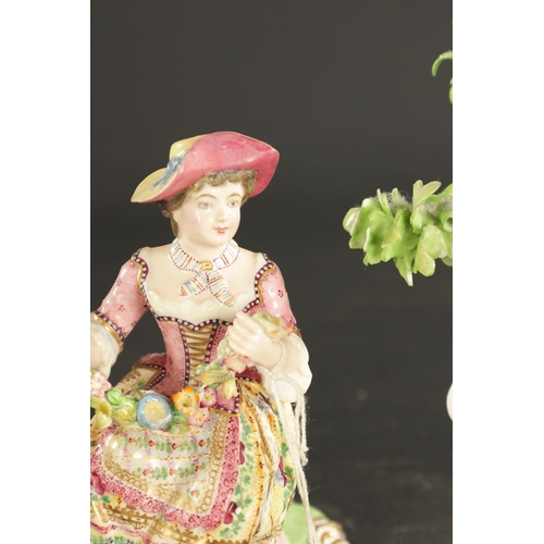 24 - A MID 19TH CENTURY MINTON PORCELAIN FIGURE OF A GIRL with a garland of flowers, TOGETHER WITH A STEV... 