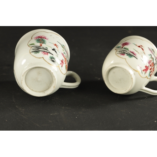 243 - TWO WORCESTER PORCELAIN CUPS CIRCA 1770 painted with the stag hunt pattern (6.5cm high)