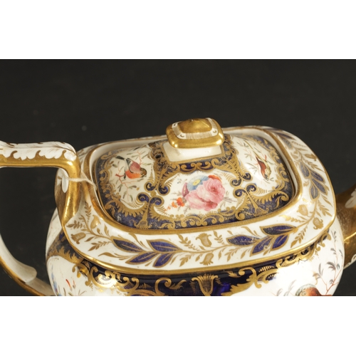 245 - A 19TH CENTURY COALPORT PORCELAIN TEAPOT PAINTED WITH BIRDS AND FLOWERS CIRCA 1820 (15cm)