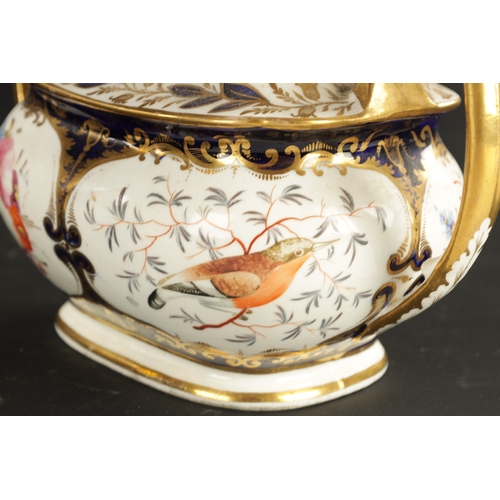 245 - A 19TH CENTURY COALPORT PORCELAIN TEAPOT PAINTED WITH BIRDS AND FLOWERS CIRCA 1820 (15cm)