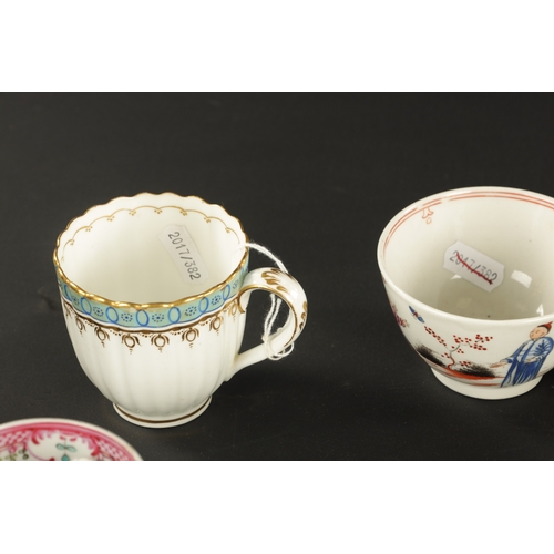 247 - A NEWHALL PORCELAIN TEA BOWL AND PORCELAIN SAUCER and A CUP AND SAUCER OF THE SAME PATTERN CIRCA 180... 