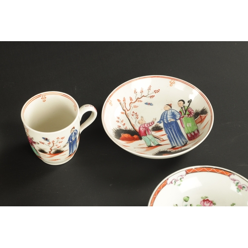 247 - A NEWHALL PORCELAIN TEA BOWL AND PORCELAIN SAUCER and A CUP AND SAUCER OF THE SAME PATTERN CIRCA 180... 