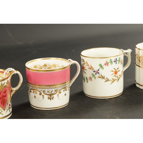 252 - A COLLECTION OF TEN DERBY PORCELAIN COFFEE CANS CIRCA 1810 with gilt and enamel decoration. (6cm hig... 