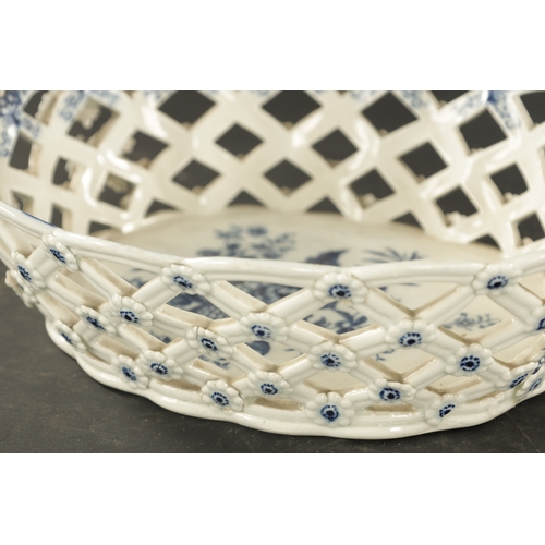 260 - A WORCESTER PORCELAIN BASKET CIRCA 1770 printed with a pine cone pattern along with A SMALLER BASKET... 