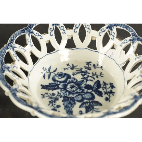 260 - A WORCESTER PORCELAIN BASKET CIRCA 1770 printed with a pine cone pattern along with A SMALLER BASKET... 