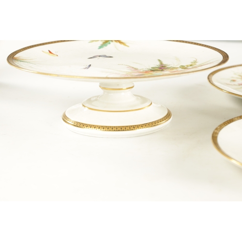 261 - A ENGLISH PORCELAIN PART DESSERT SERVICE CIRCA 1870 comprising one comport and size dessert plates. ... 