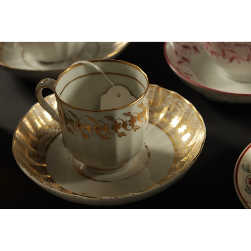 264 - A COLLECTION OF FOURTEEN 19TH CENTURY PORCELAIN TEA CUPS AND SAUCERS