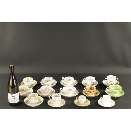 264 - A COLLECTION OF FOURTEEN 19TH CENTURY PORCELAIN TEA CUPS AND SAUCERS