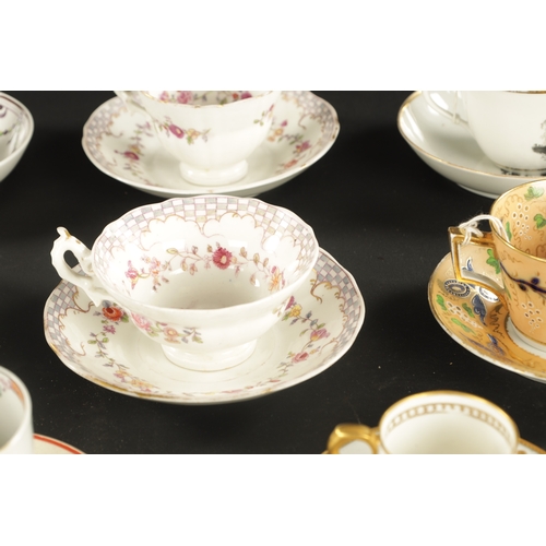 264 - A COLLECTION OF FOURTEEN 19TH CENTURY PORCELAIN TEA CUPS AND SAUCERS