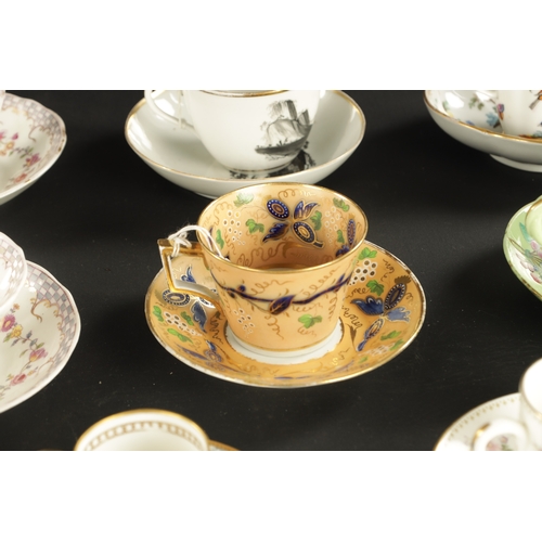 264 - A COLLECTION OF FOURTEEN 19TH CENTURY PORCELAIN TEA CUPS AND SAUCERS